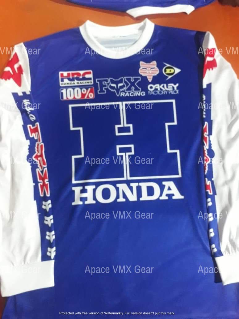 Honda Fox Vintage Rick Johnson Repro 1987 Blue Jersey - Apace Racing