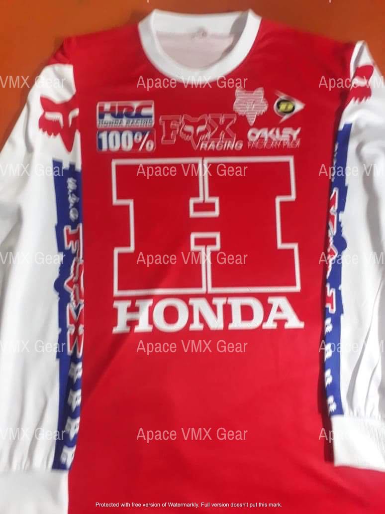 Honda Fox Vintage Rick Johnson Repro 1987 Red Jersey - Apace Racing