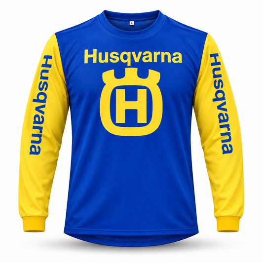 Husqvarna Vintage Blue Yellow Jersey Motocross MX