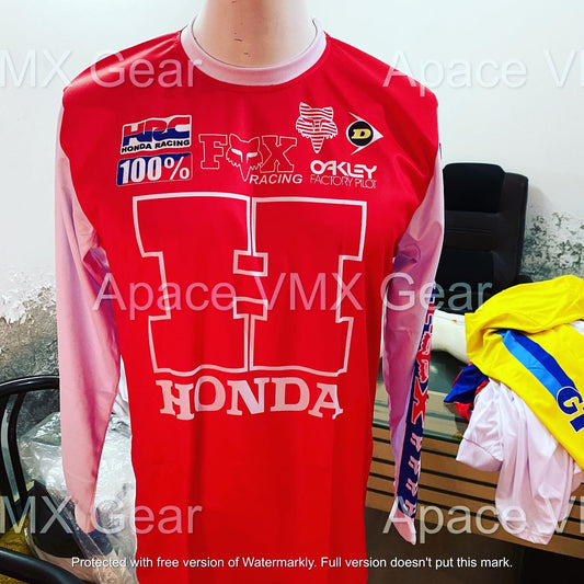 Honda Fox Vintage Rick Johnson Repro 1987 Red Jersey - Apace Racing 