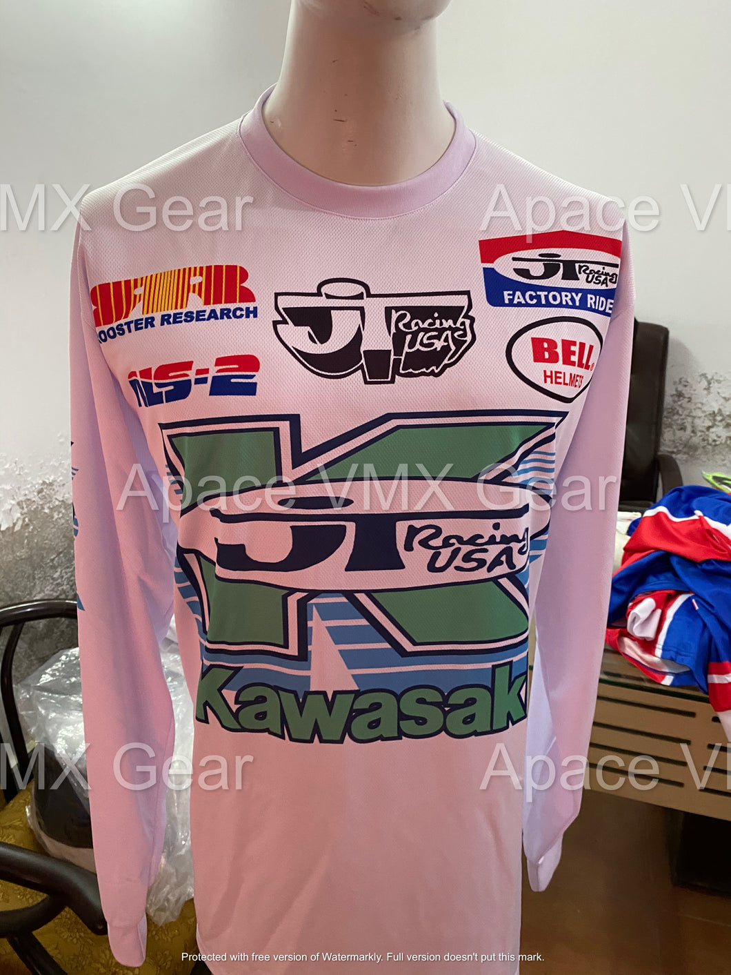 Kawasaki JT Vintage Motocross Jersey Green - Apace Racing 