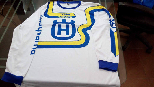 Husqvarna Vintage motocross MX Jersey White - Apace Racing 